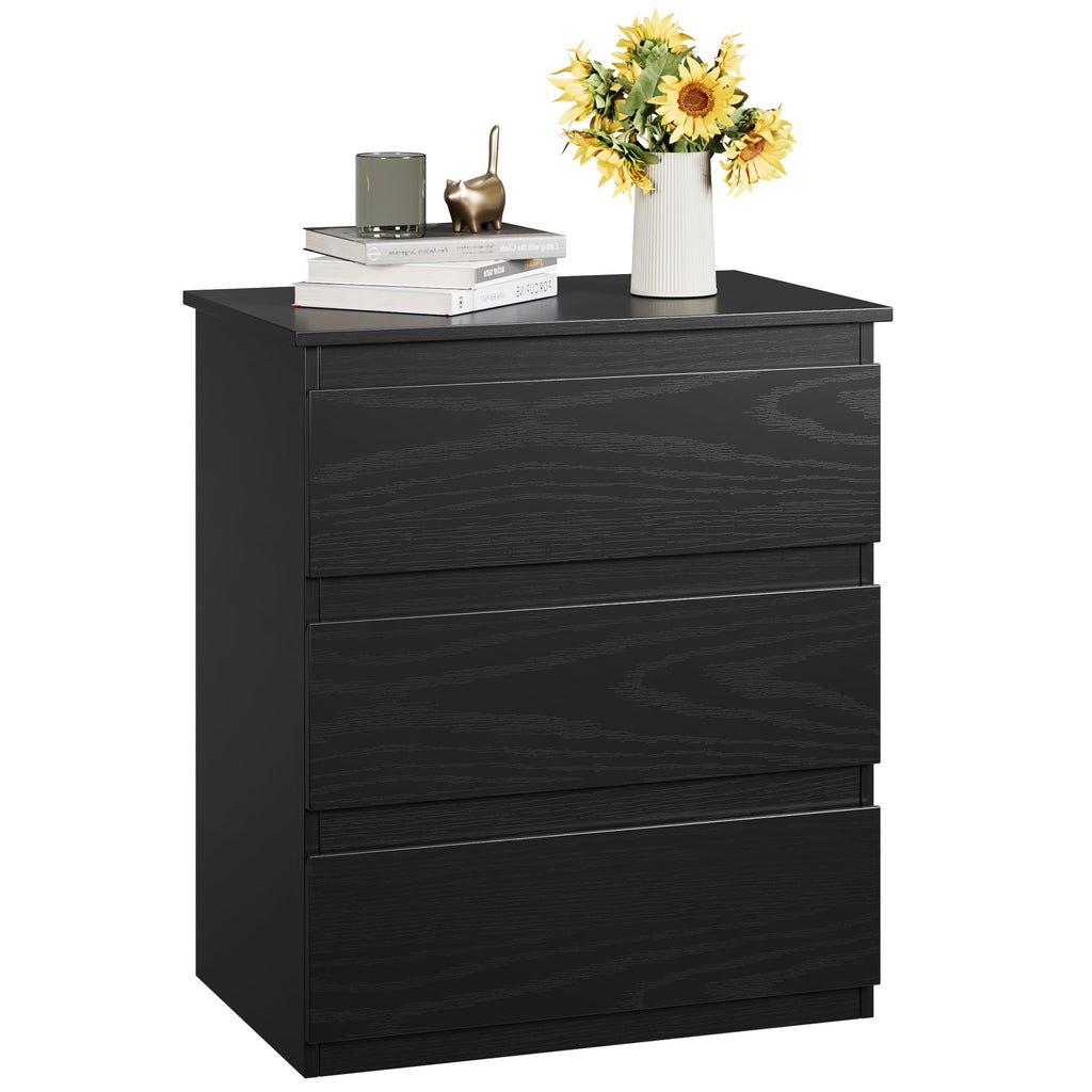 Black 3 Drawer Nightstand V3776