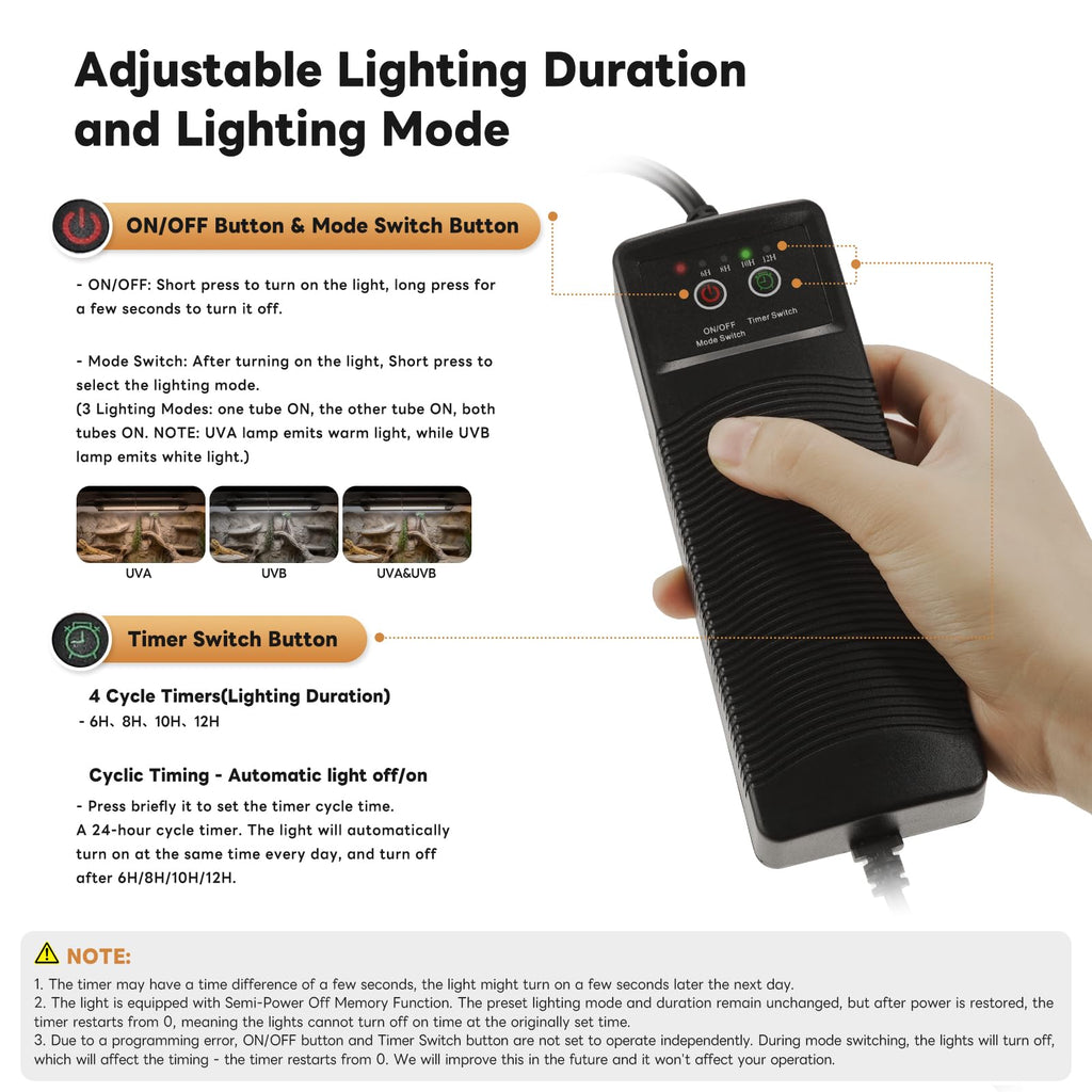 12 Inch UVB Reptile Light Fixture with Timer H74495