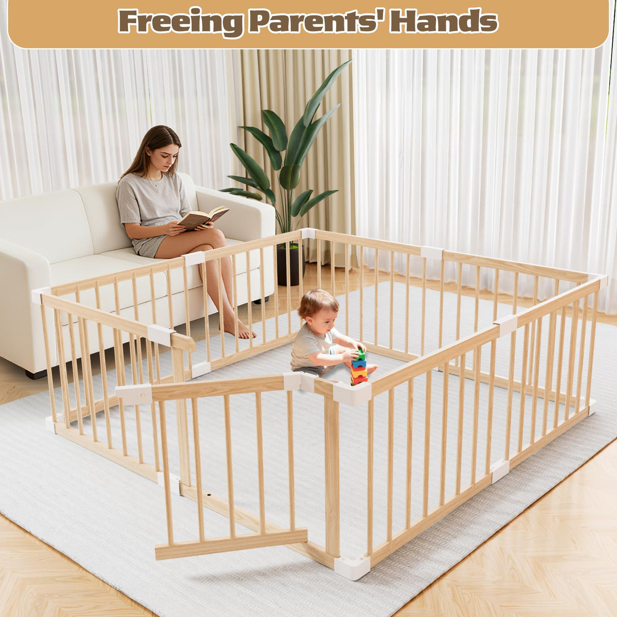 Wooden Baby Playpen 53"x53" Q579