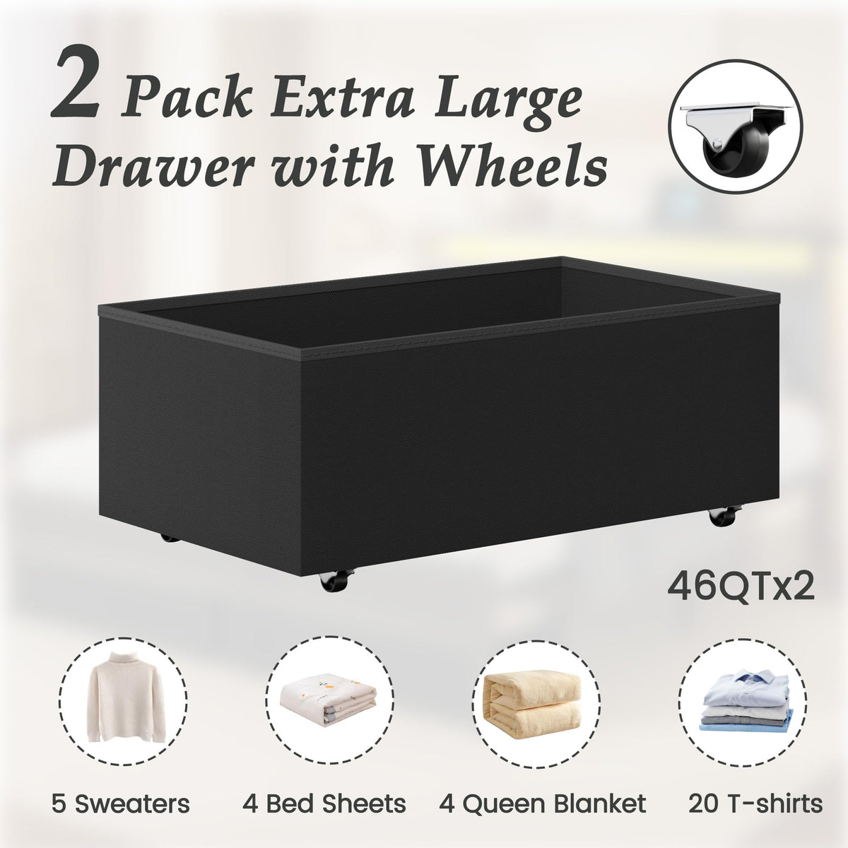Queen Size Storage Bed Frame with Wood Headboard and LED Lights C514