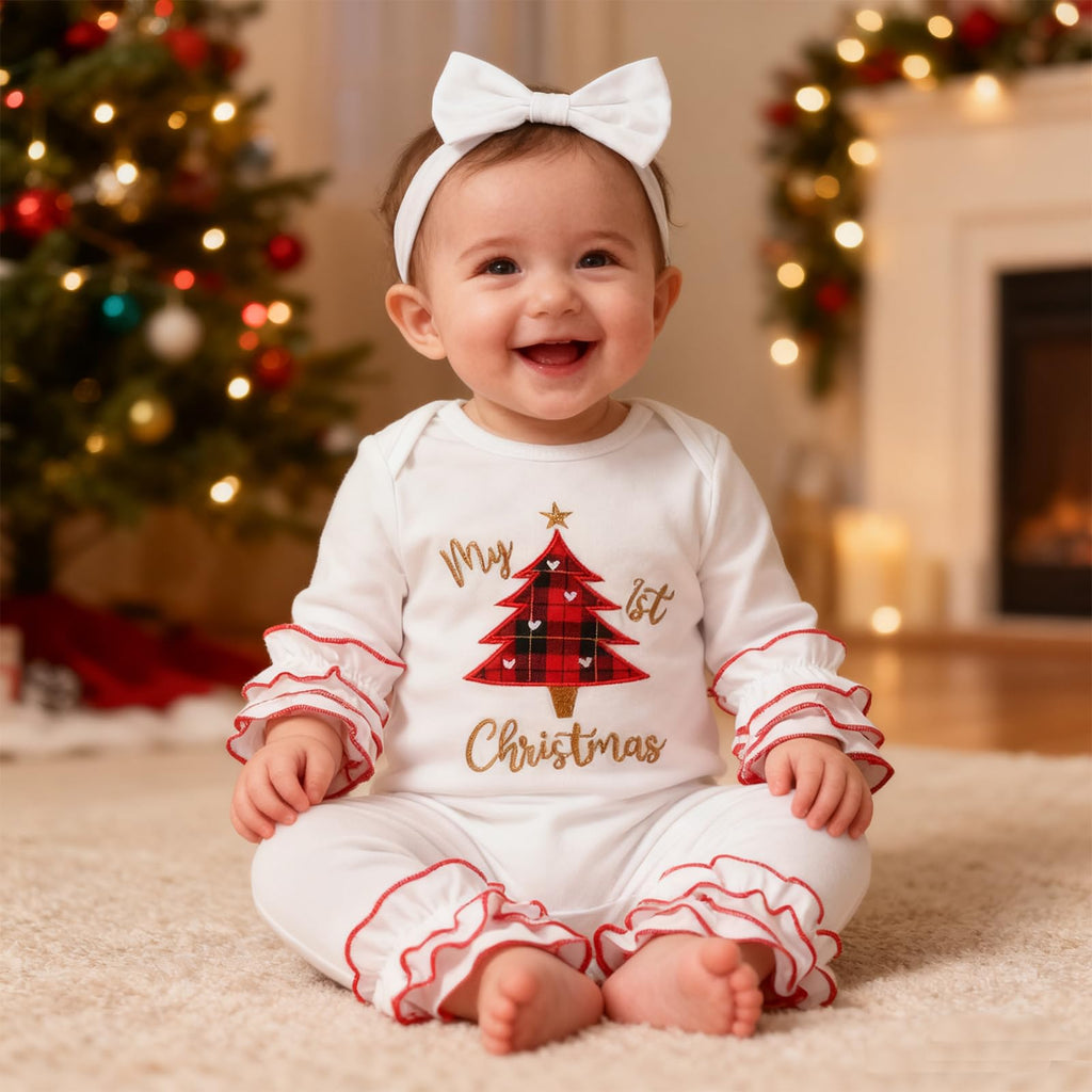 Christmas Baby Girl Santa Long Sleeve Romper F1521