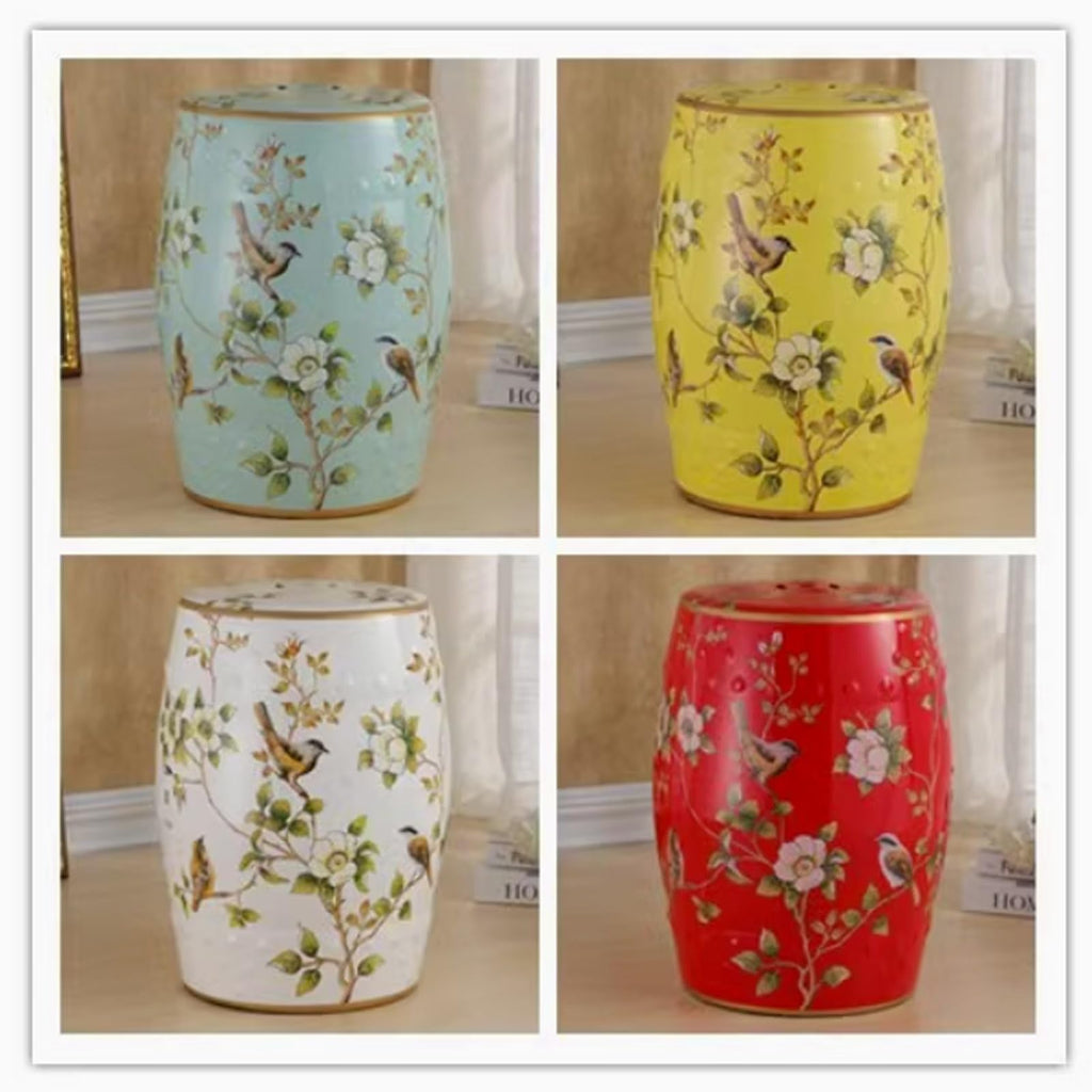 Ceramic Drum Garden Stool S58092