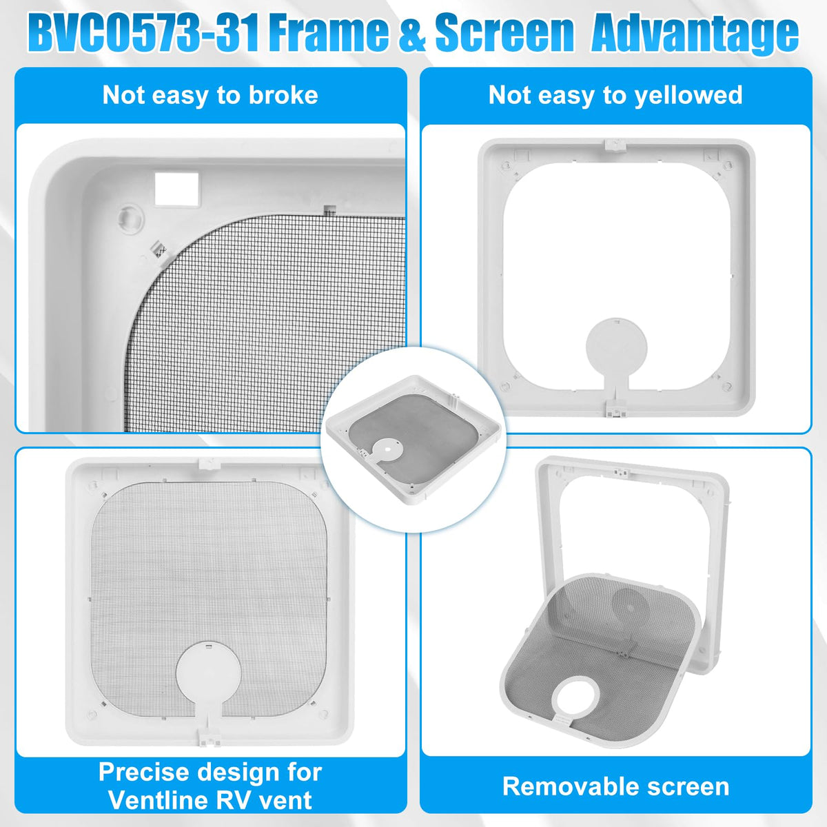 Birch White Roof Vent Frame Screen Replacement 13.5×13.5inch Q850123