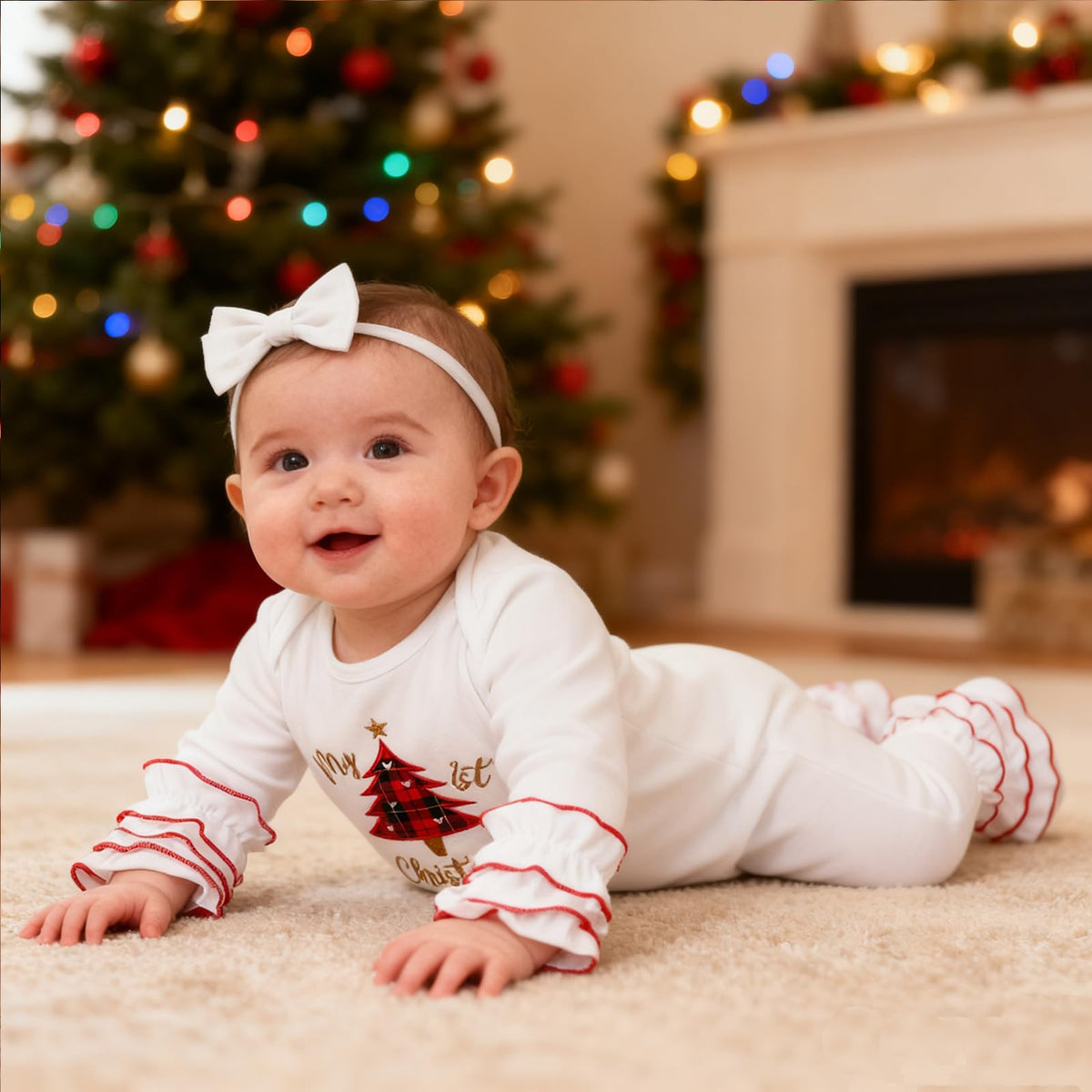 Christmas Baby Girl Santa Long Sleeve Romper F1521