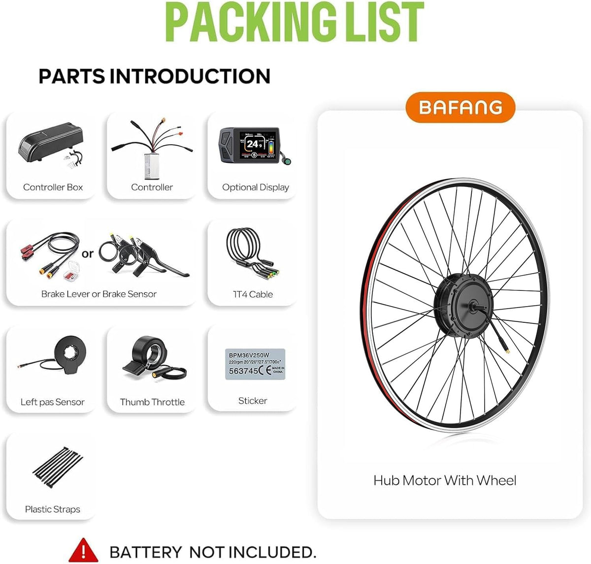 48V 500W Front Wheel Electric Bike Conversion Kit U648