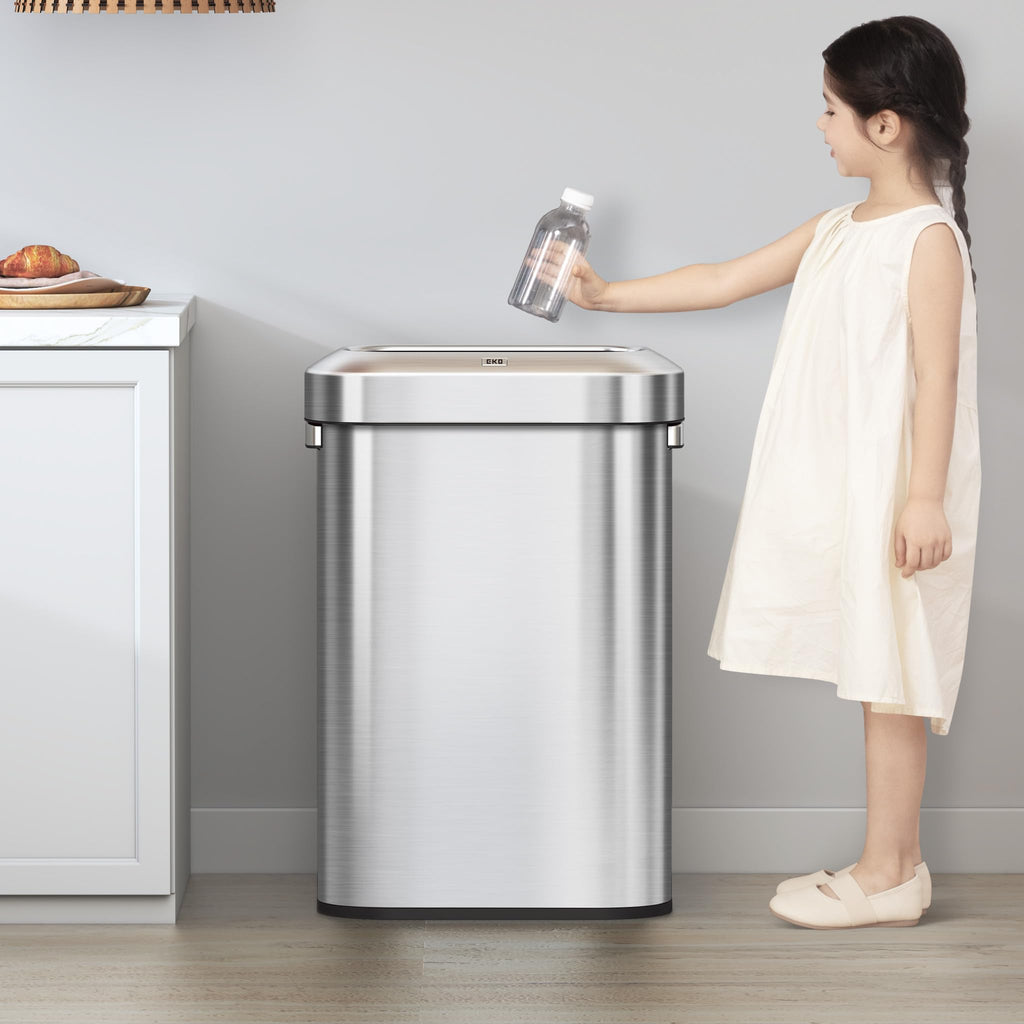 24 Gallon 90 Liter Open Top Stainless Steel Slim Trash Can T726422