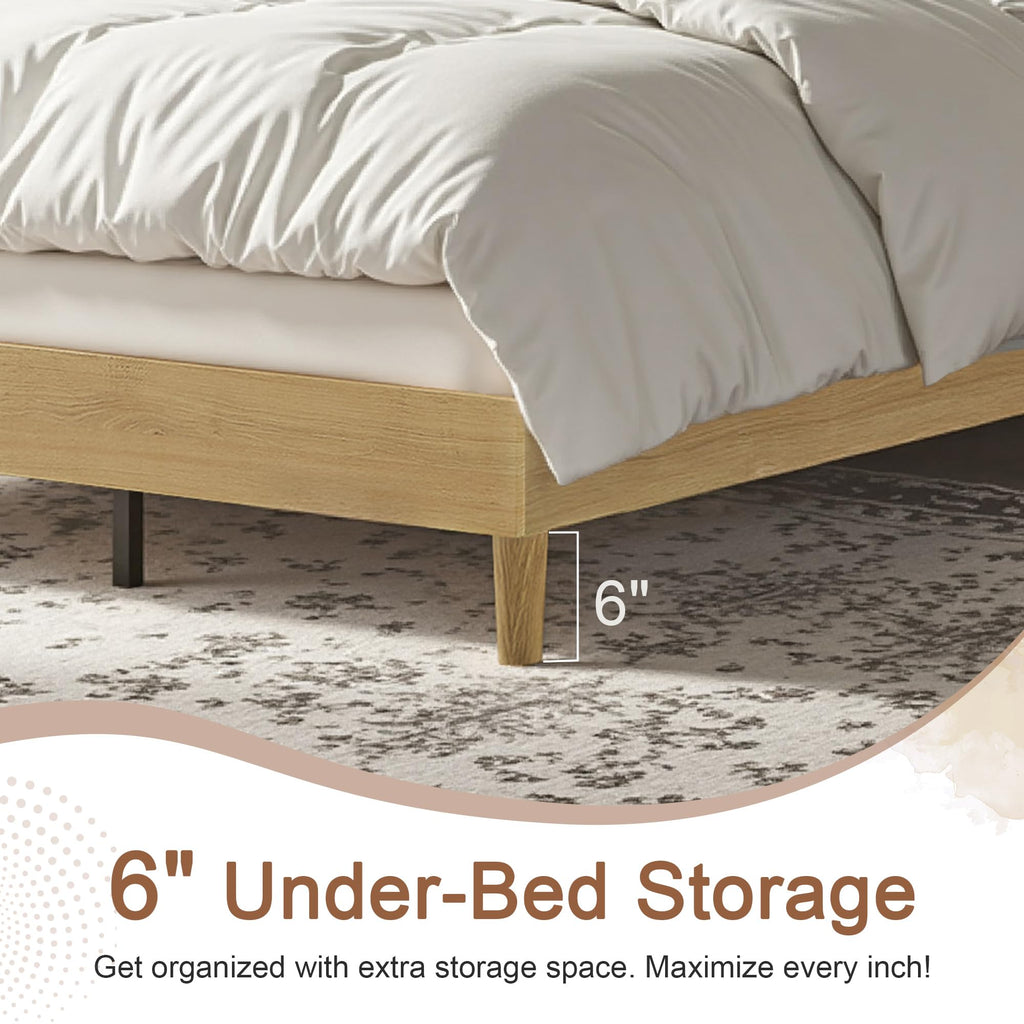 Queen Size Upholstered Platform Bed Frame with Headboard J18730