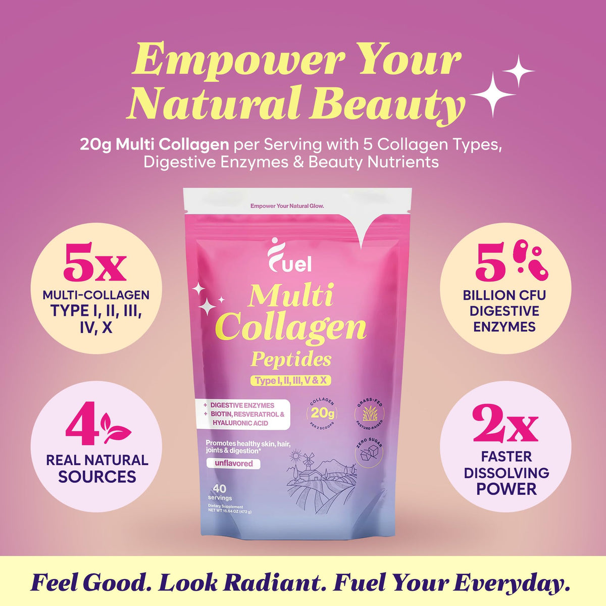 Unflavored Multi Collagen Peptides Powder 40 Servings D959556