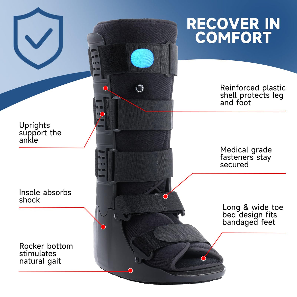 Black Small Tall Inflatable Walking Boot H710156