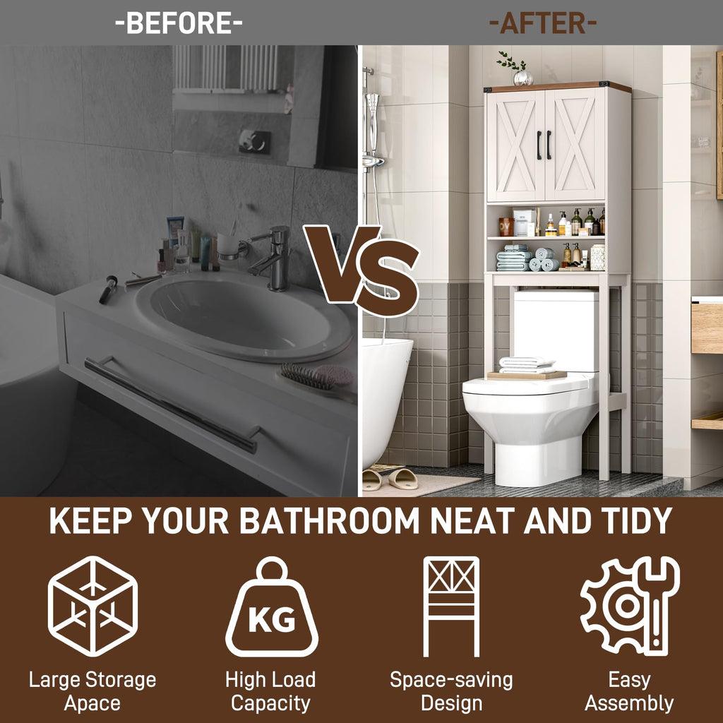 Over The Toilet Storage Cabinet with Adjustable Shelf, White J60468