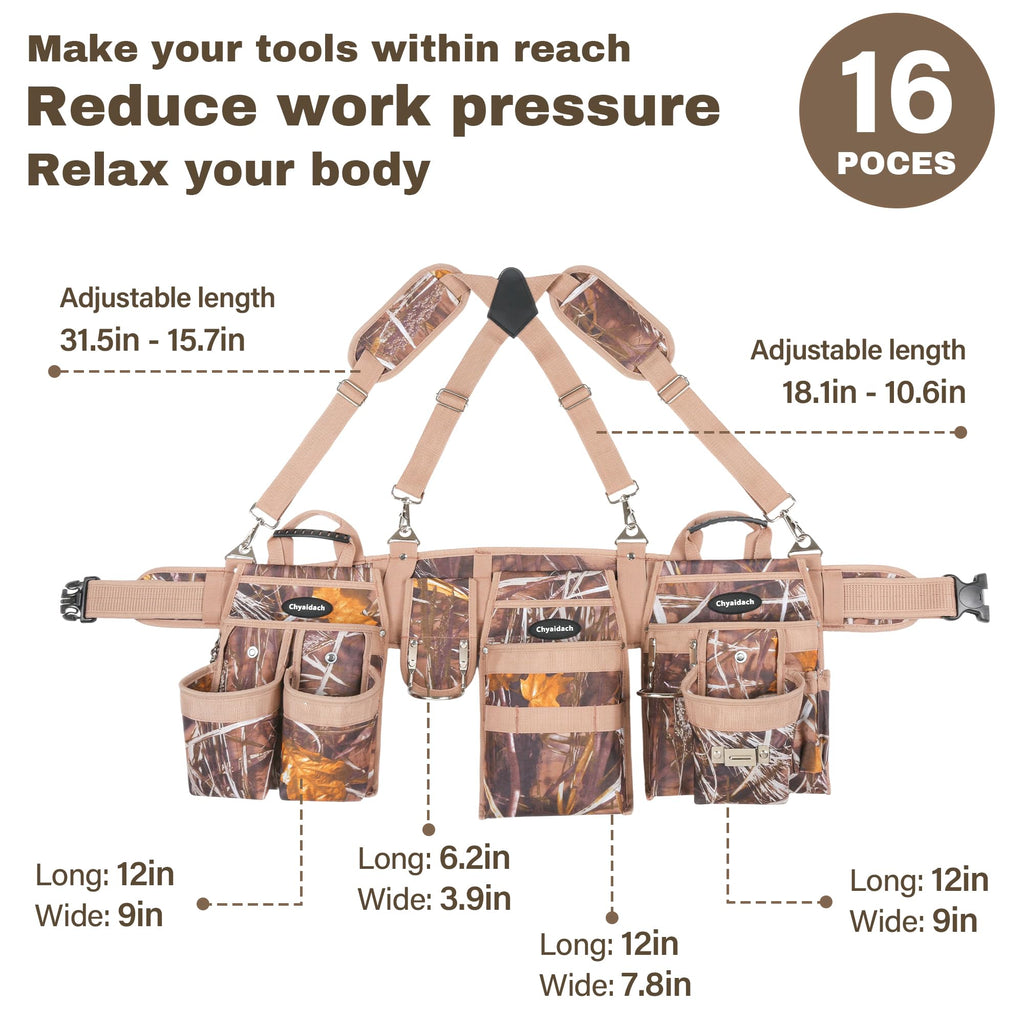 7-Piece Tool Belt Rig with 16 Pockets and Dual Hammer Loops V835908