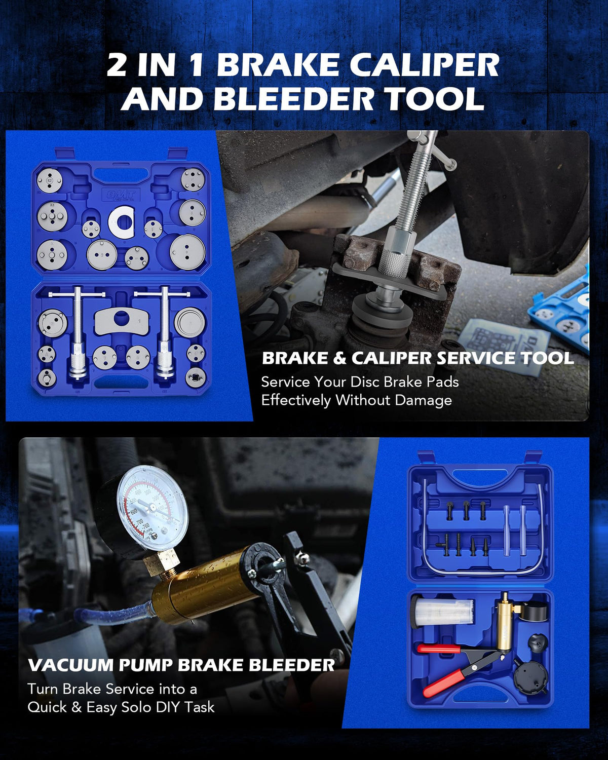 2-in-1 Brake Caliper Compression Tool and Vacuum Pump Bleeder Kit V23117