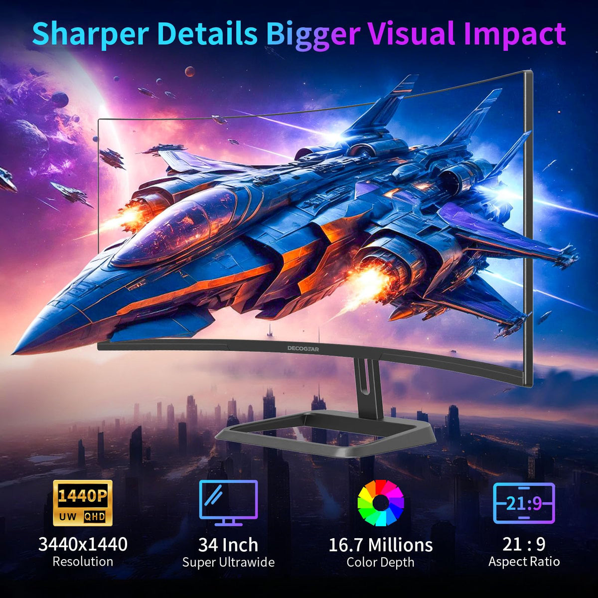 34” Curved Ultrawide Gaming Monitor 180Hz 3440×1440 O454279