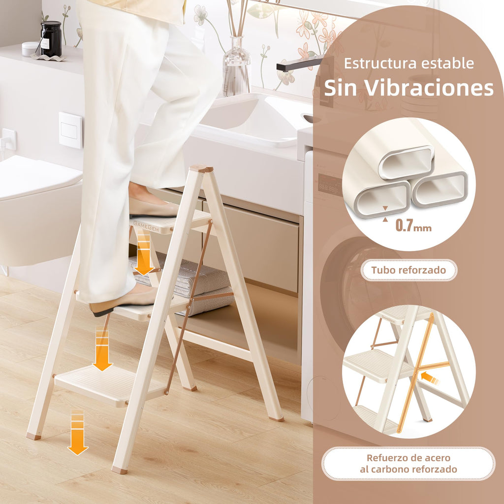 Foldable 3 Step Ladder with Anti-Slip Pedal O854926