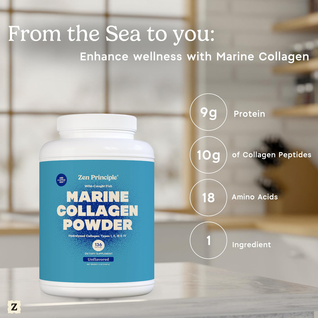 Marine Collagen Peptides Powder 3 lb. Wild-Caught Fish, Non-GMO. Hydrolyzed Types I, II, III & IV Protein. Y194