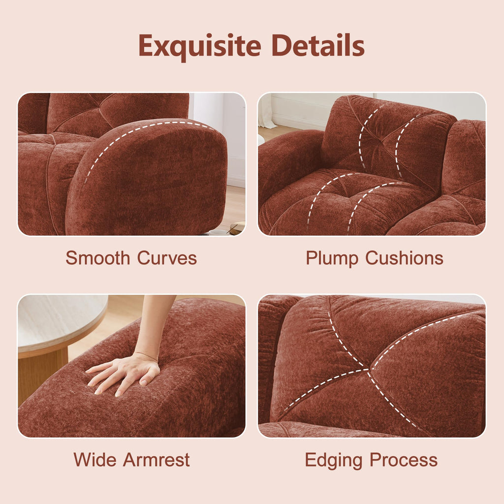 L-Shaped Orange Velvet Tufted Sofa with Ottoman M297149