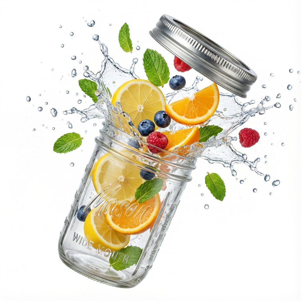 6-Pack 16 oz Wide Mouth Glass Mason Jars with Lids G372320