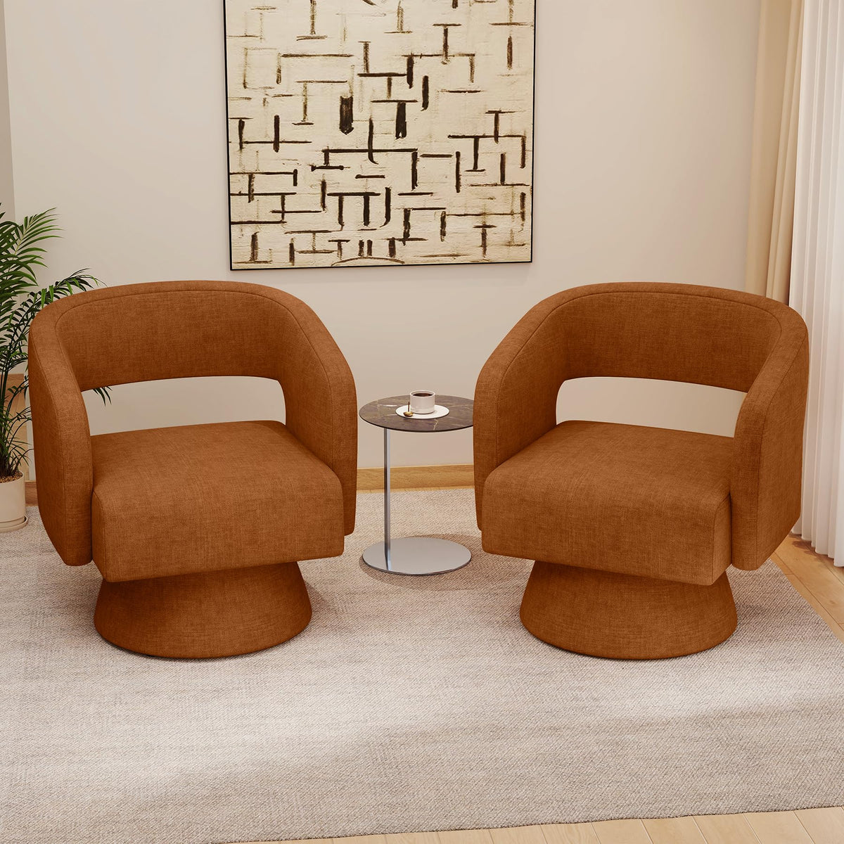 Set of 2 Chenille Swivel Accent Chair C365634