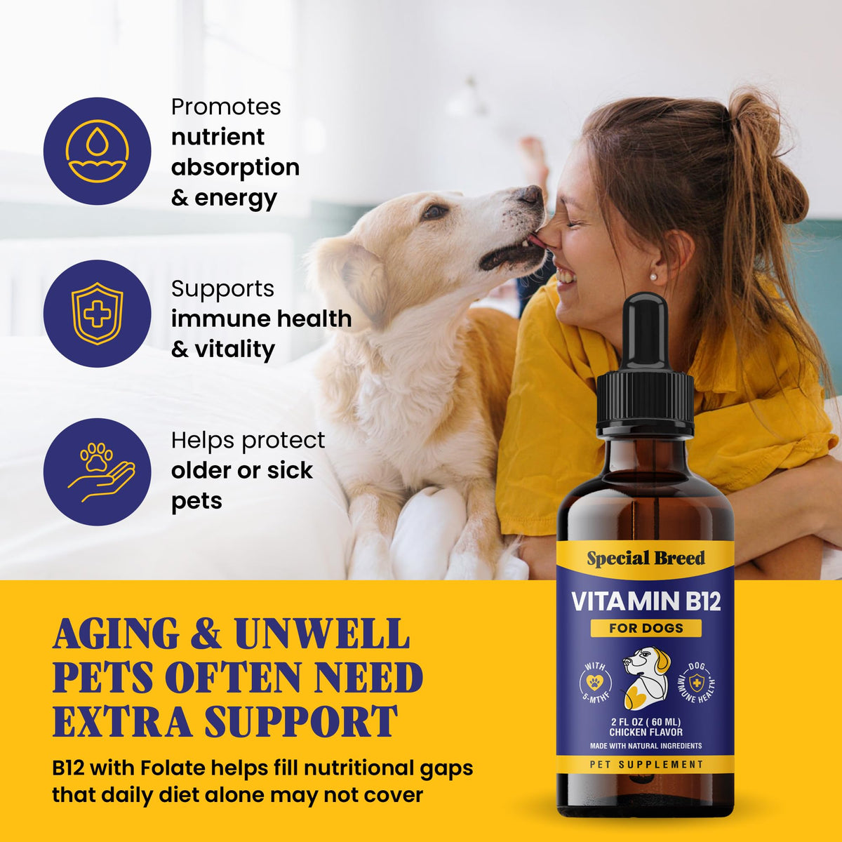 Liquid Vitamin B12 for Dogs, Chicken Flavor, 2 fl oz I9470