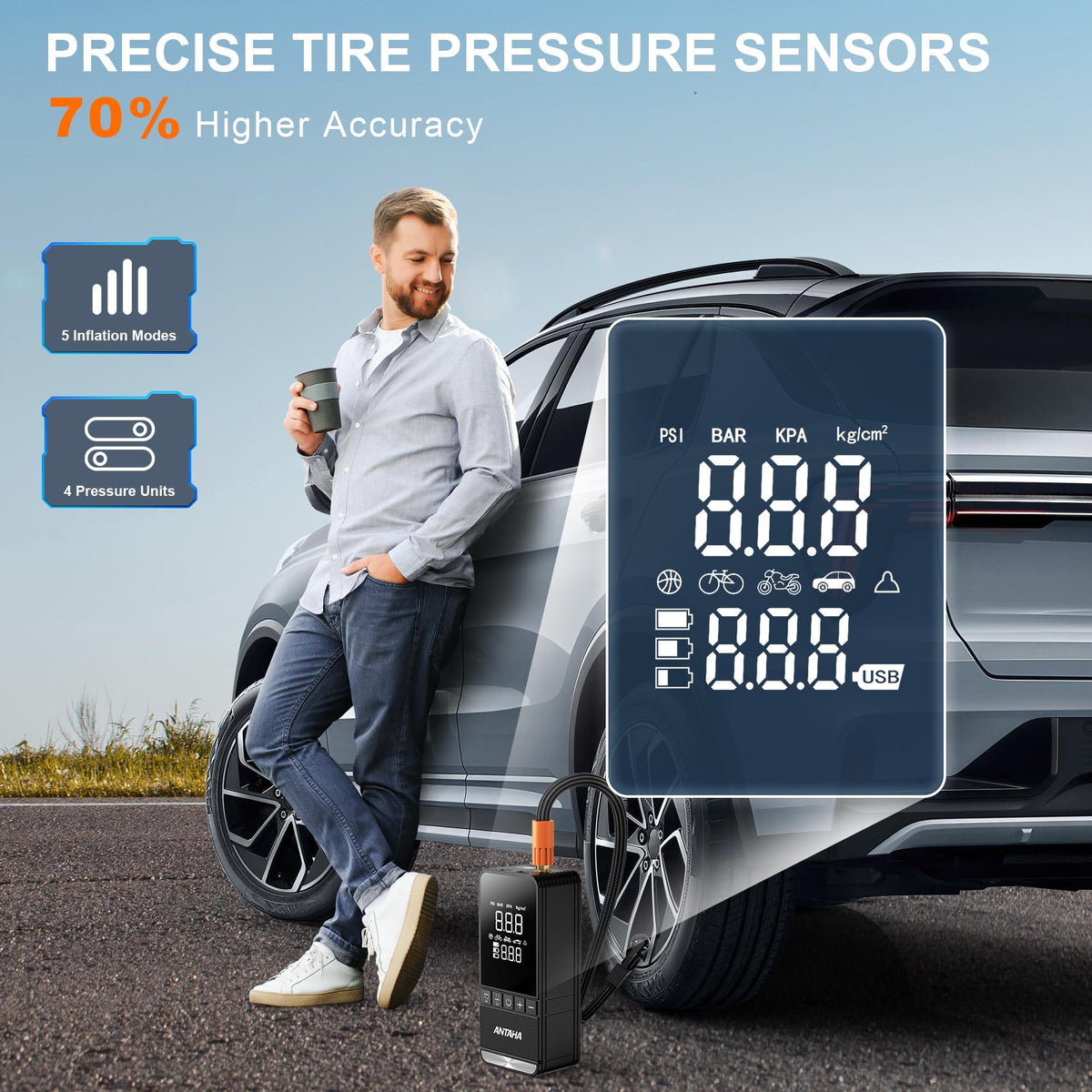 Portable Air Compressor 150 PSI Cordless Tire Inflator Q445986