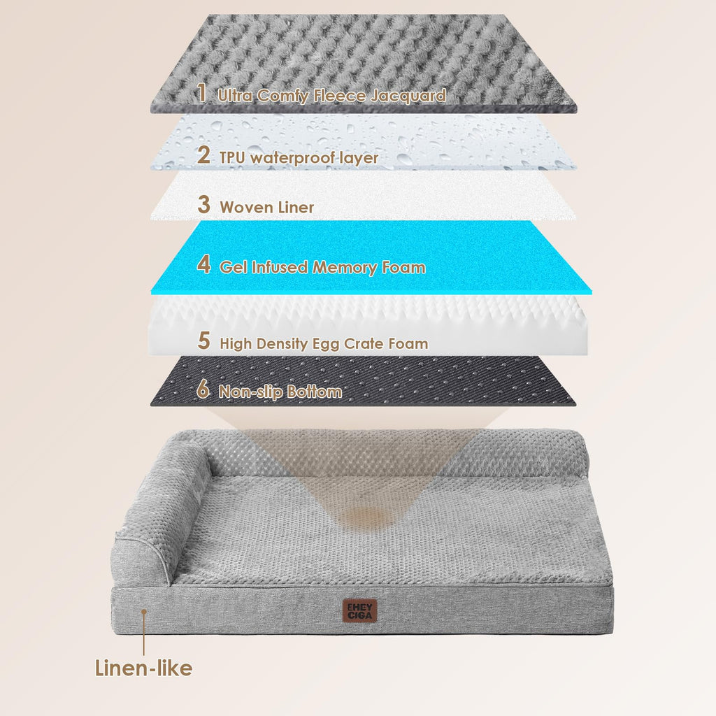 Medium Grey Memory Foam Dog Bed P449