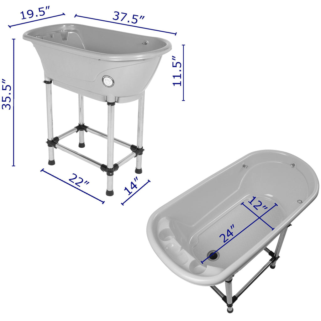 Portable Pet Bath Tub White 37.5"x19.5"x35.5" Q62676