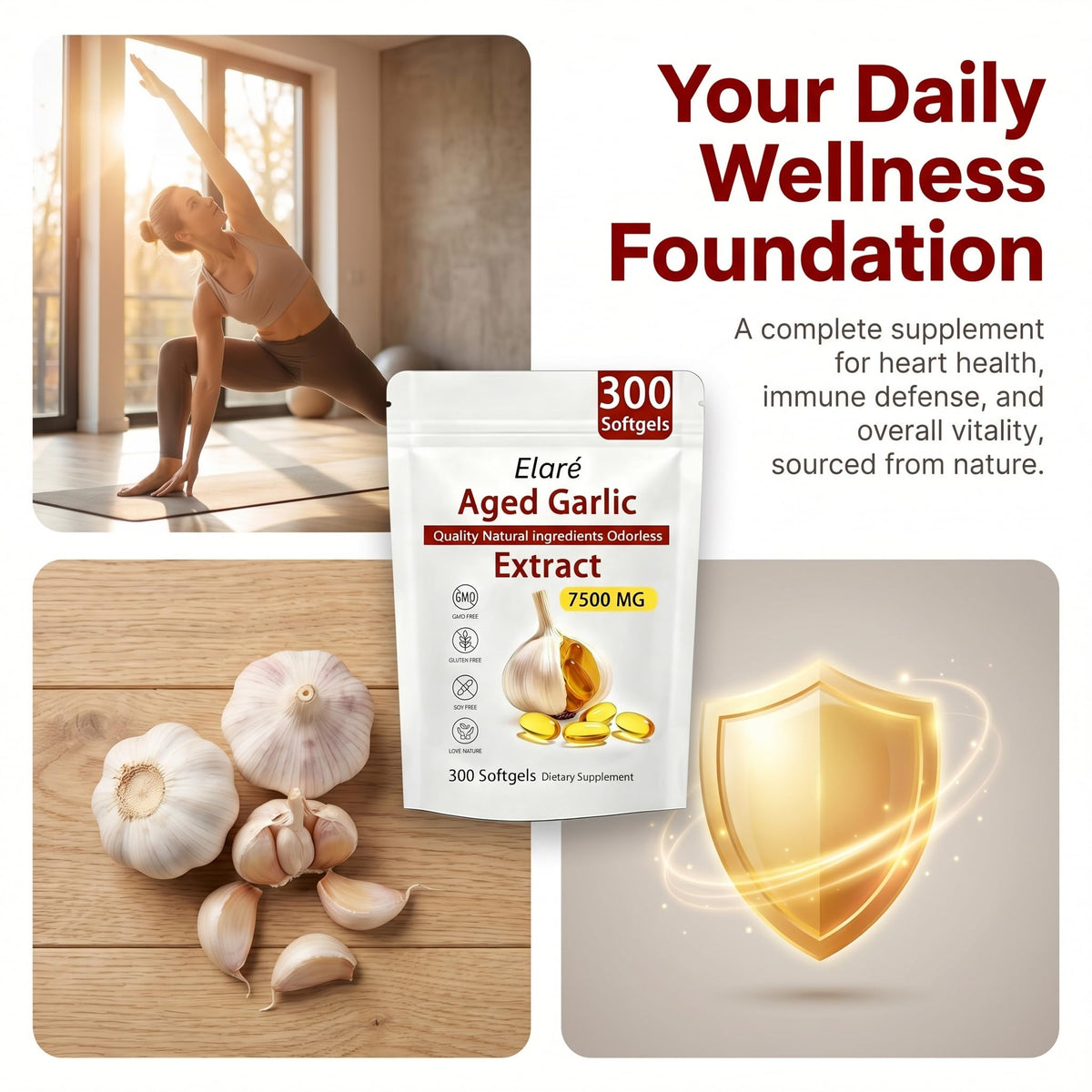 Odorless Organic Garlic Extract Capsules 300 Softgels A648030