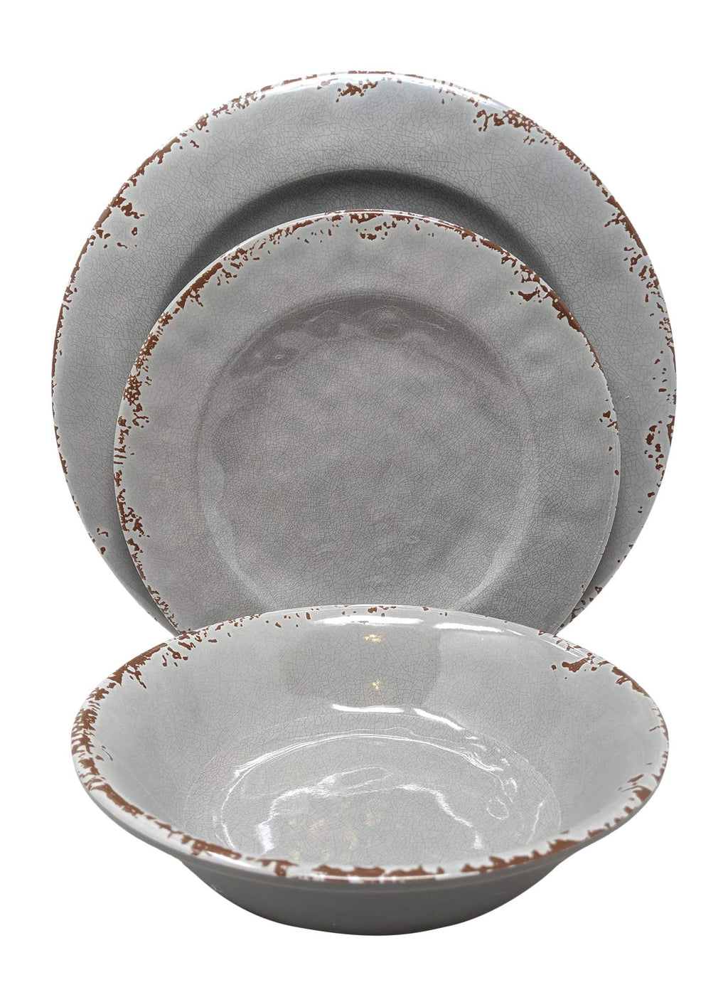 12 Piece Rustic Farmhouse Melamine Dinnerware Set J29707