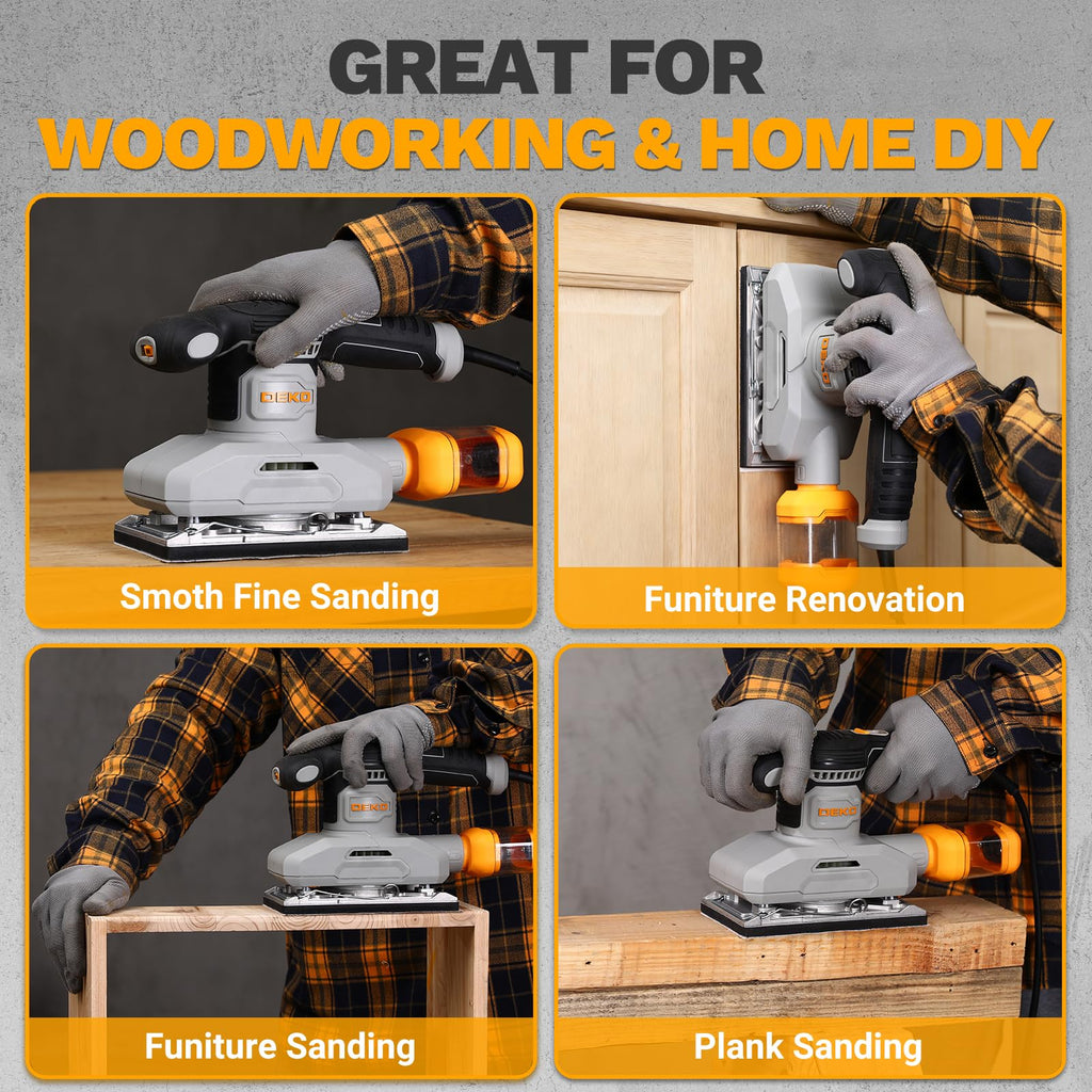 1/3 Sheet Palm Sander with 15 pcs Sandpaper and Dust Box Q4477