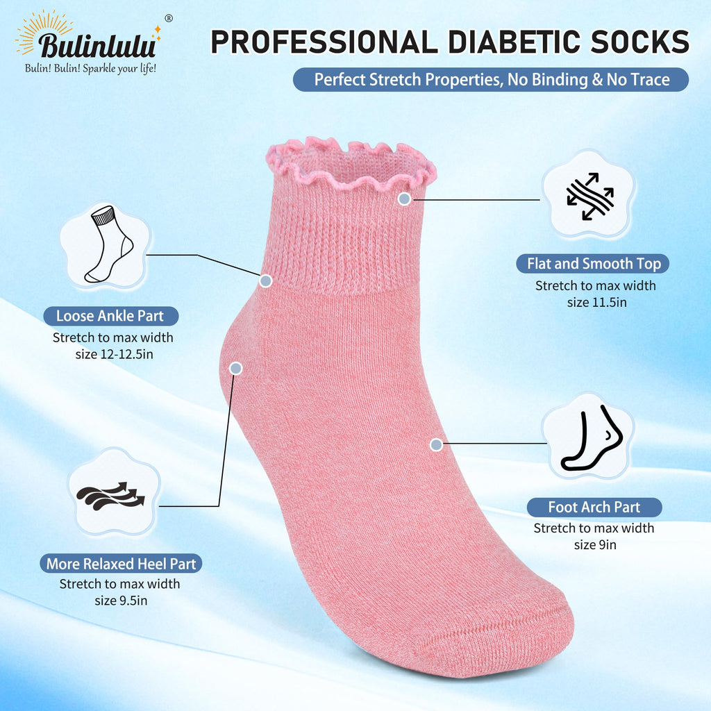Women's 6 Pairs Non-Binding Diabetic Socks Size 9-11 J919