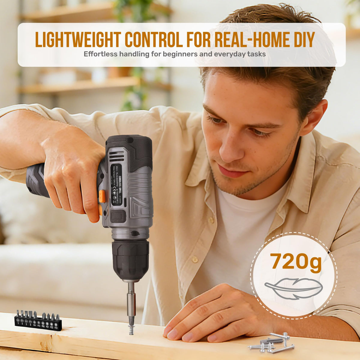 8V Cordless Drill Set & Household Tool Kit O89164