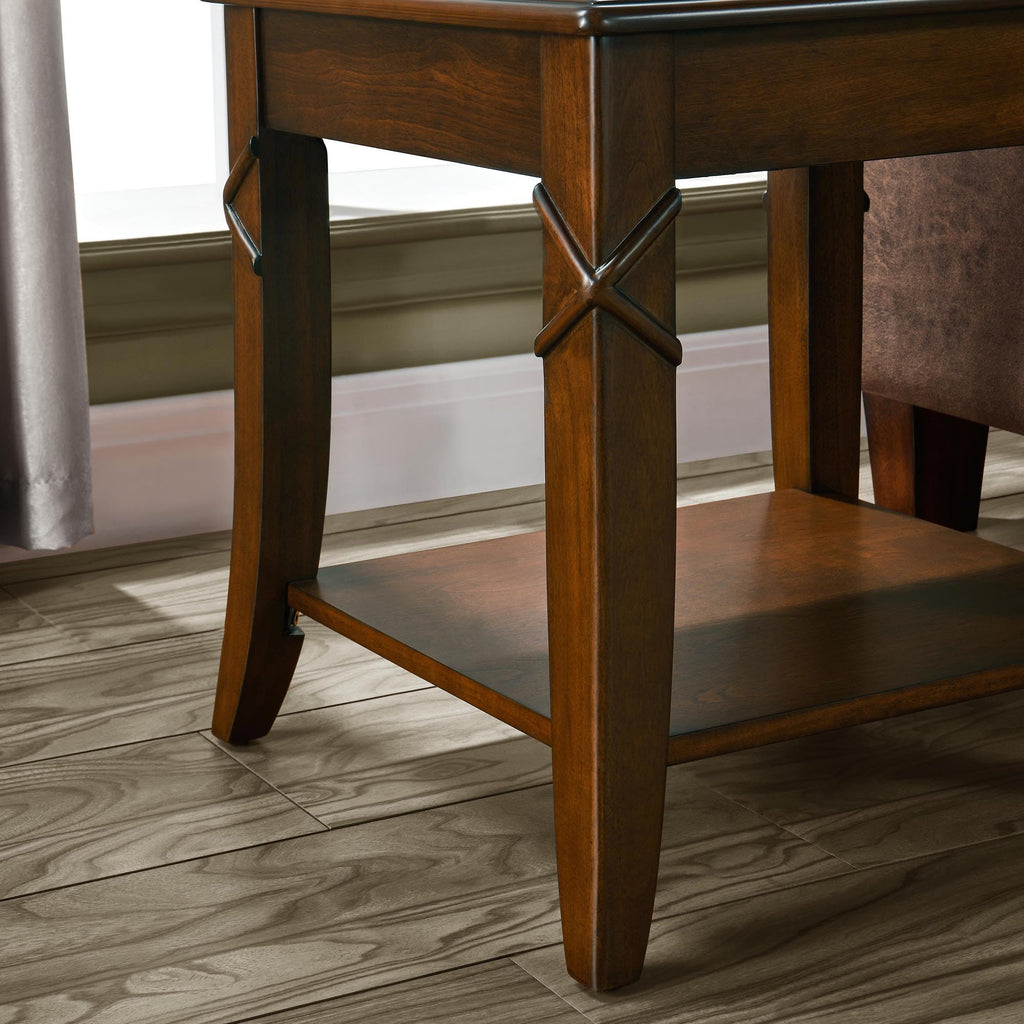 Wooden 2-Tier End Table with Shelf W127