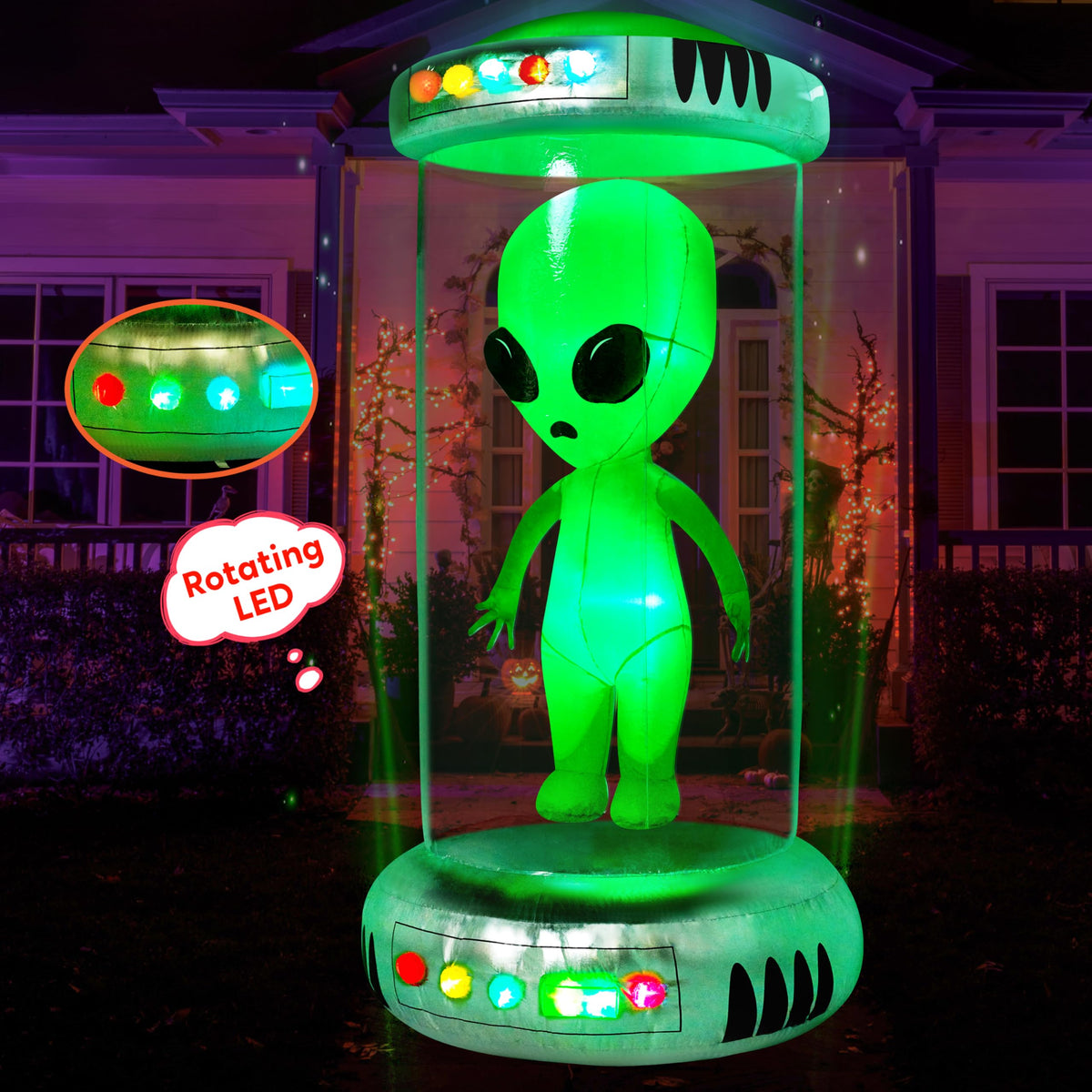 7 ft Tall Halloween Inflatable Alien Decoration with Animated LEDs A364778