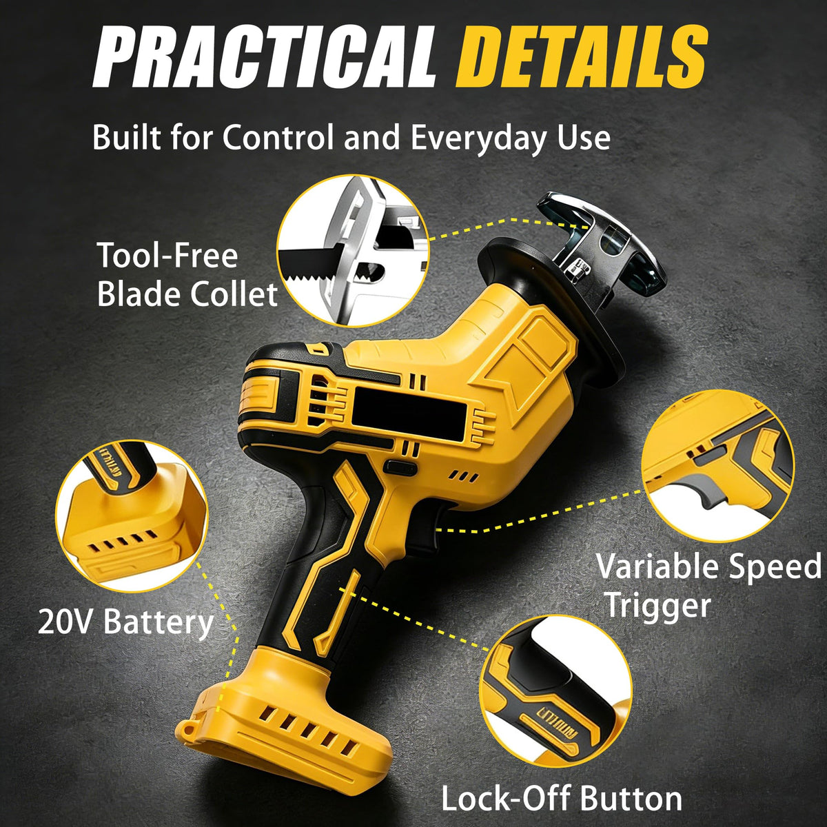 Cordless Reciprocating Saw 400W 3000RPM with 4 Saw Blades Z85678