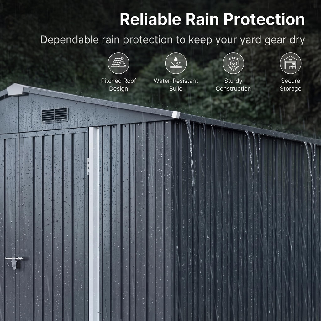 10x10 FT Metal Heavy-Duty Outdoor Storage Shed R98569