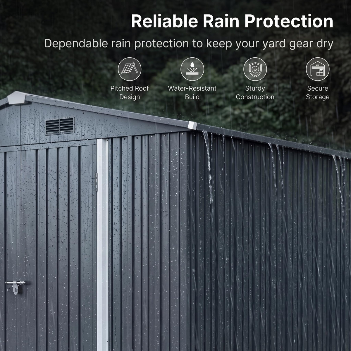 10x10 FT Metal Heavy-Duty Outdoor Storage Shed R98569