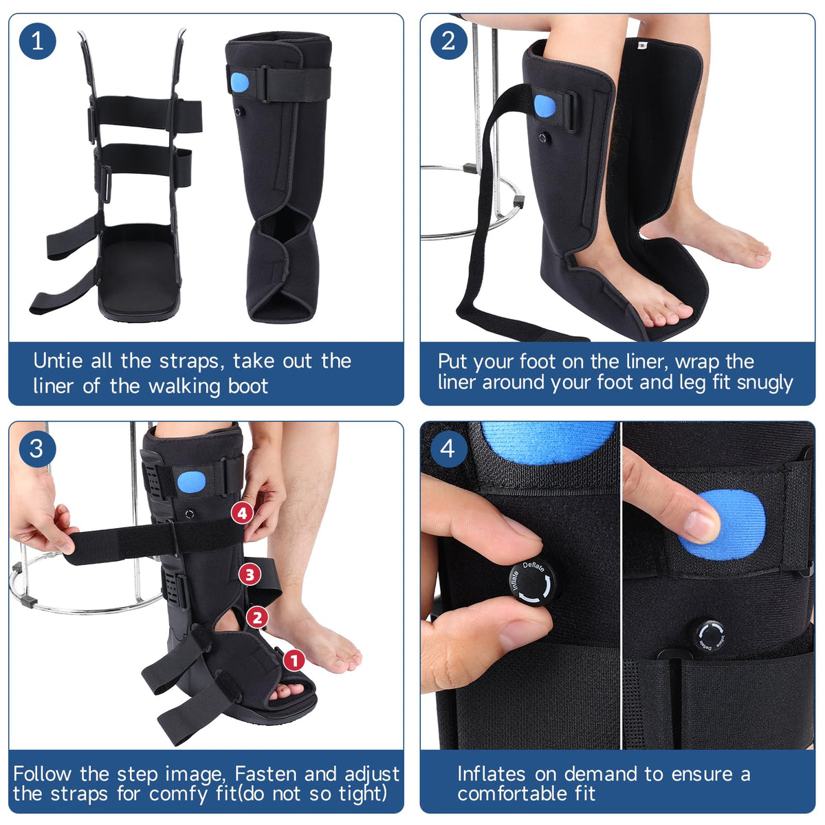 Black Small Tall Inflatable Walking Boot H710156
