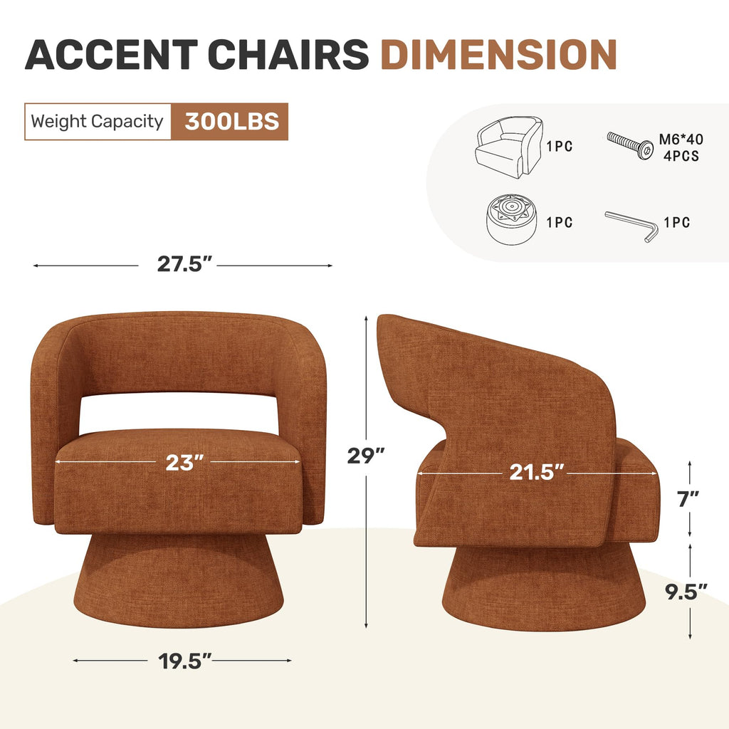 Set of 2 Chenille Swivel Accent Chair C365634