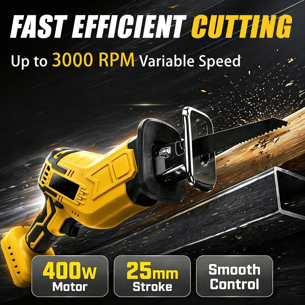 Cordless Reciprocating Saw 400W 3000RPM with 4 Saw Blades Z85678