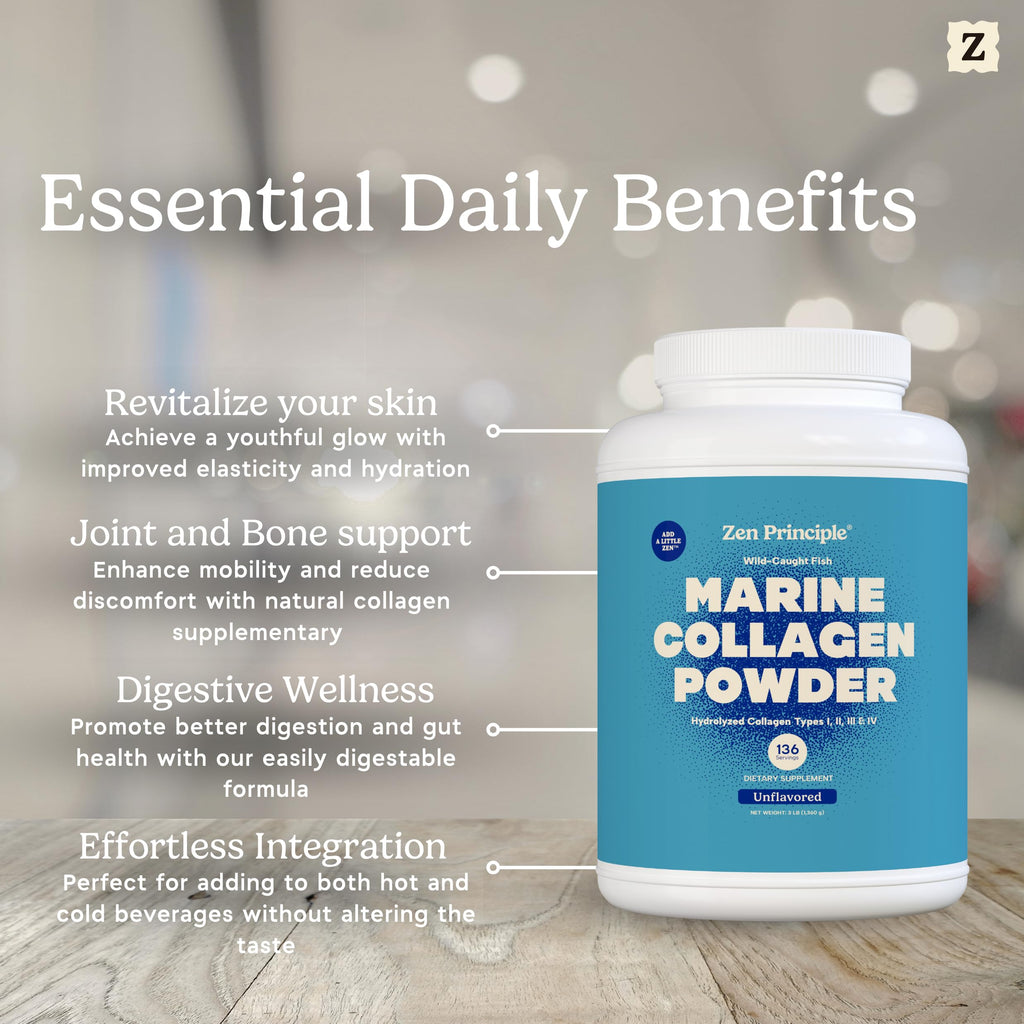 Marine Collagen Peptides Powder 3 lb. Wild-Caught Fish, Non-GMO. Hydrolyzed Types I, II, III & IV Protein. Y194