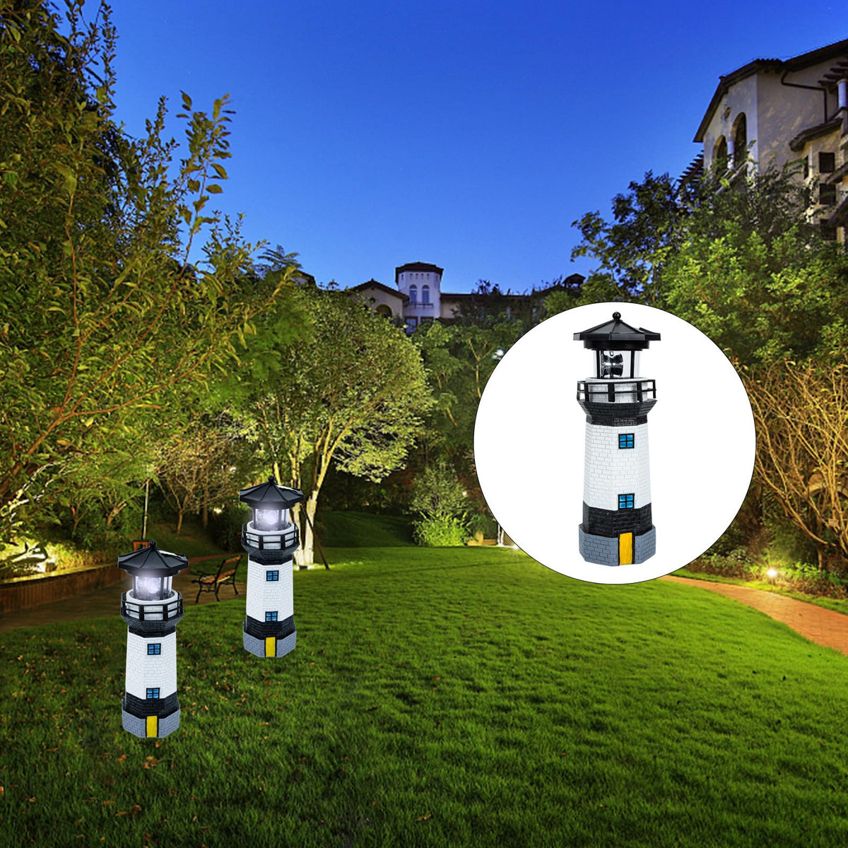 Solar Powered LED Lighthouse Garden Light A8225
