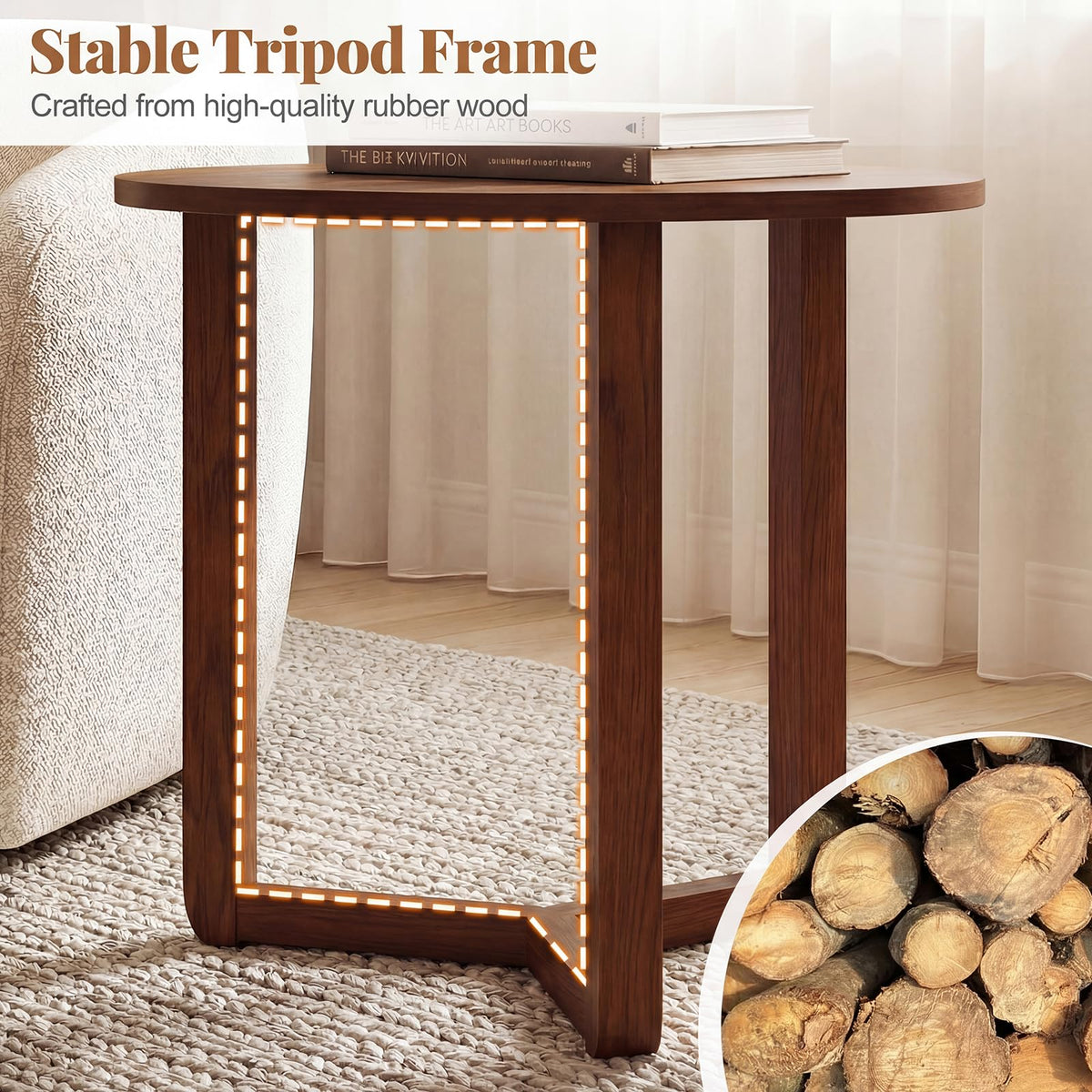 Round Nesting Coffee Table Set of 2 Wood Walnut Y249