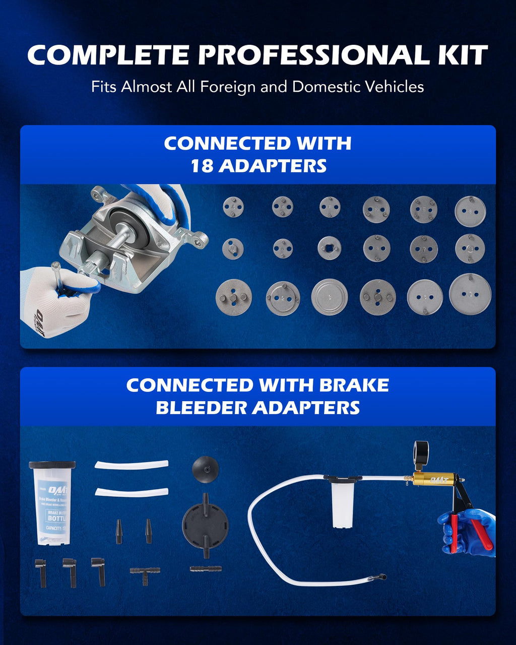 2-in-1 Brake Caliper Compression Tool and Vacuum Pump Bleeder Kit V23117