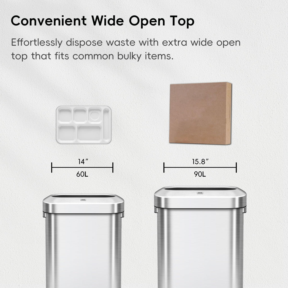 24 Gallon 90 Liter Open Top Stainless Steel Slim Trash Can T726422