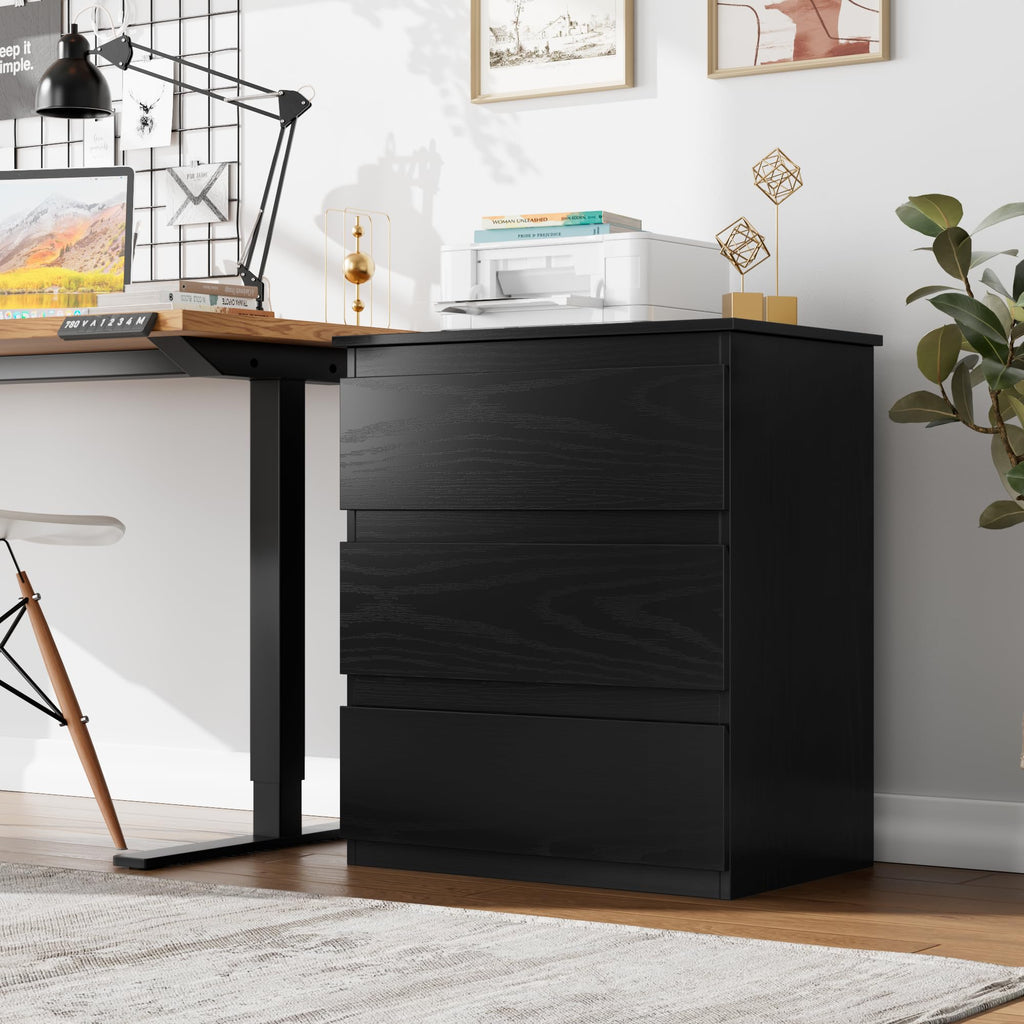 Black 3 Drawer Nightstand V3776