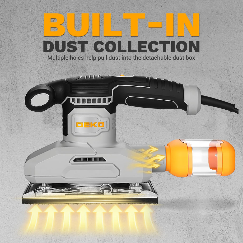1/3 Sheet Palm Sander with 15 pcs Sandpaper and Dust Box Q4477