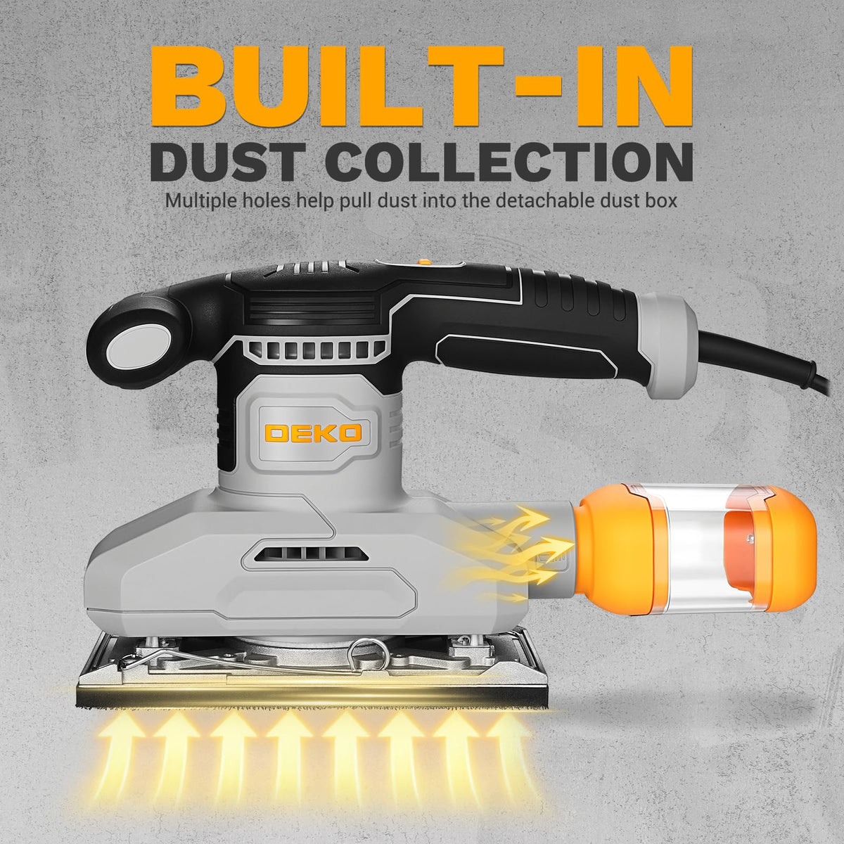1/3 Sheet Palm Sander with 15 pcs Sandpaper and Dust Box Q4477
