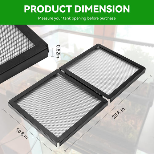 10 Gallon Tank Lid, Hinged Terrarium Screen Cover, 20.8" x 10.8" S4067