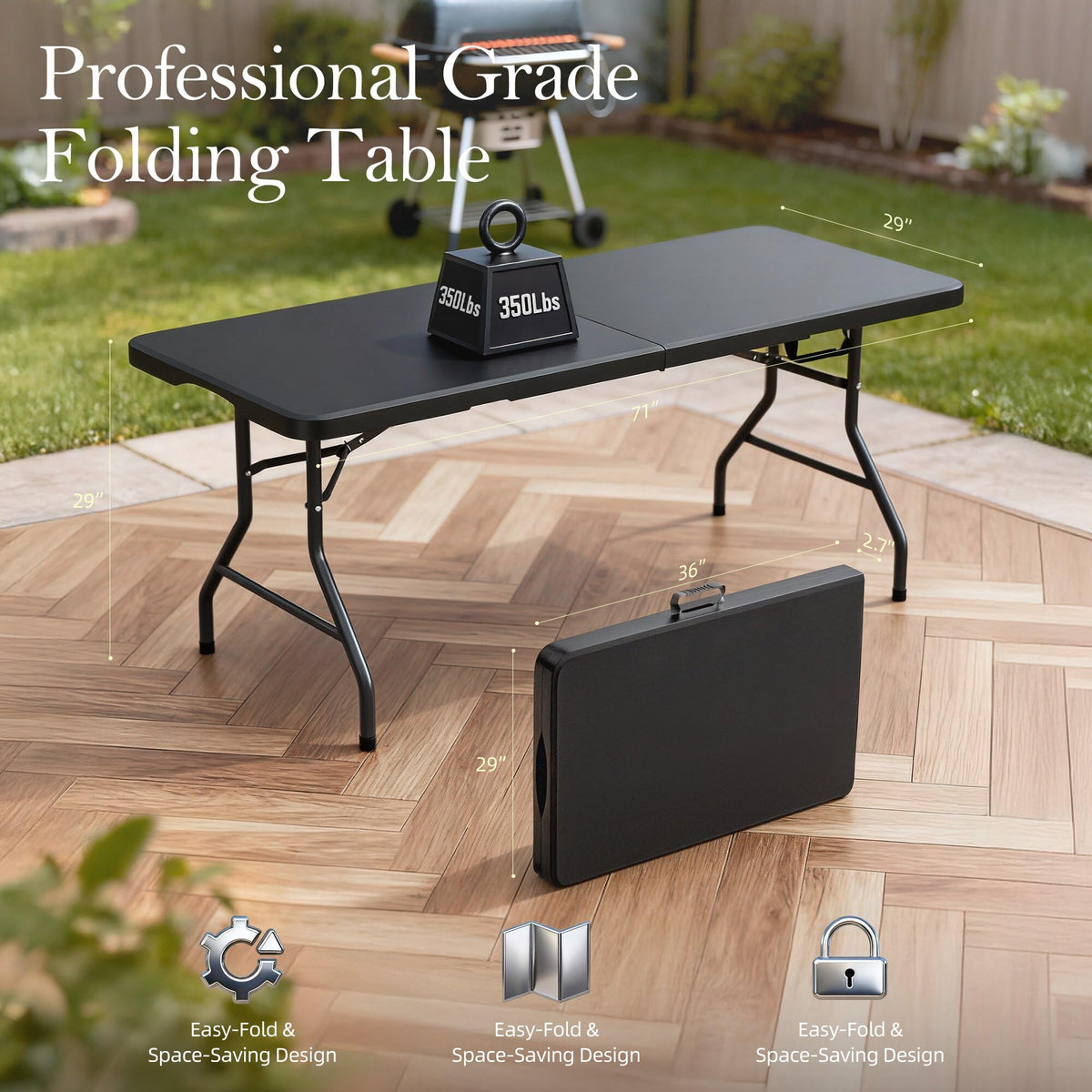 6FT Heavy Duty Foldable Plastic Table T524