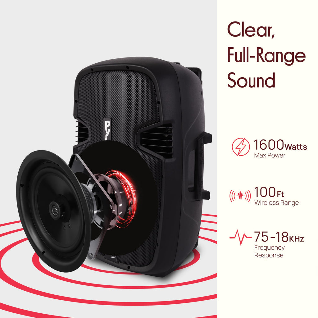 15-Inch Portable PA Speaker System with 2 UHF Microphones V839053